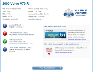 Illustration for article titled Well I Was Able To Get an Autocheck on my old V70R